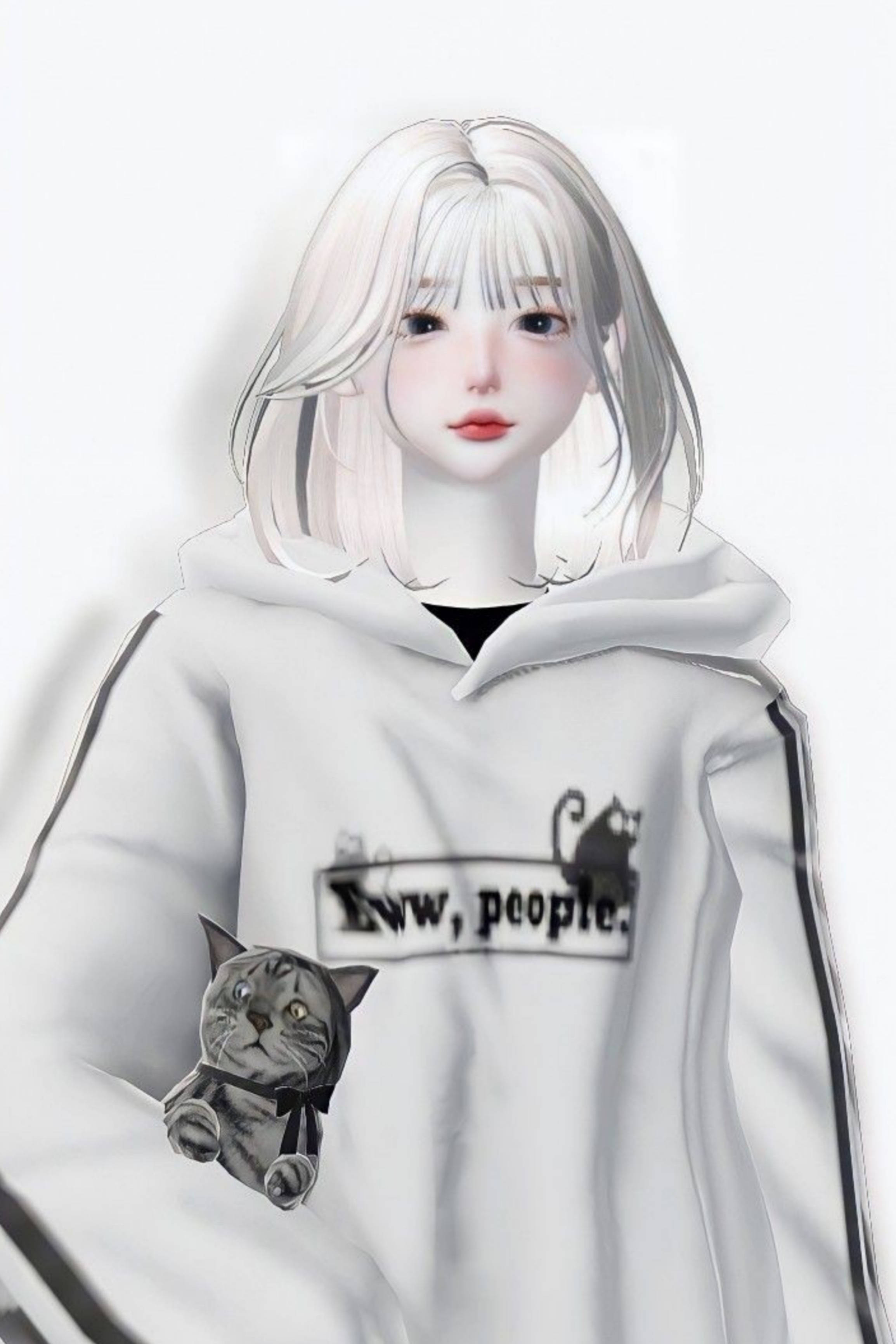 Zepeto Beyaz Estetik Kız Duvar Kağıdı