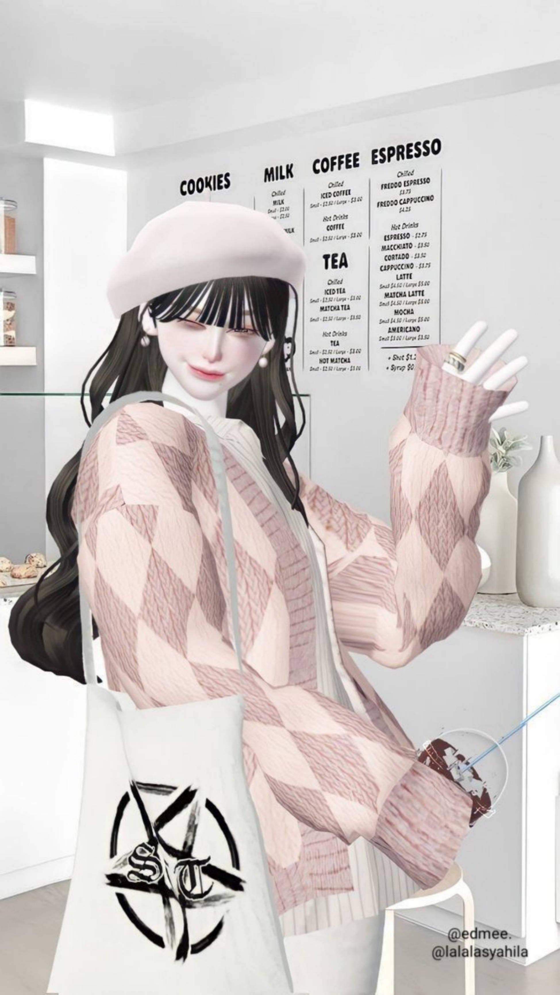 Zepeto Uzzlang Kahve Aşığı Kız Duvar Kağıdı