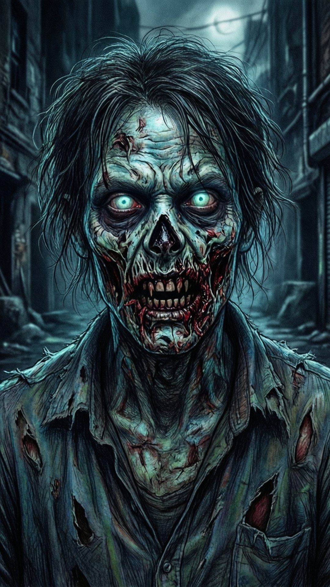Zombi Sokağı Havalı Çizim Duvar Kağıdı