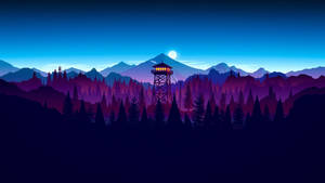 4K Firewatch Mor Orman Silüeti — Video oyunu GIF Duvar Kağıdı
