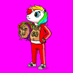 6ix9ine Gökkuşağı Unicorn ile — Tek boynuzlu at Duvar Kağıdı