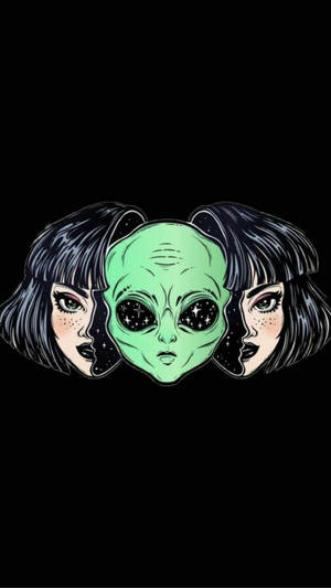 Alien Kızı Trippy Estetik — Trippy Estetik Duvar Kağıdı