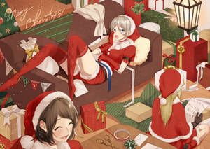 Anime Kızı Noel Yardımcıları — Noel GIF Duvar Kağıdı
