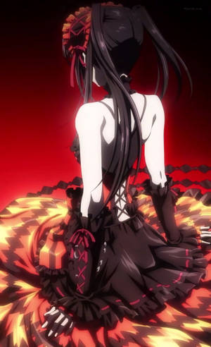 Anime Waifu Kurumi Tokisaki Kırmızı Estetik Elbise — Kawaii Anime Duvar Kağıdı