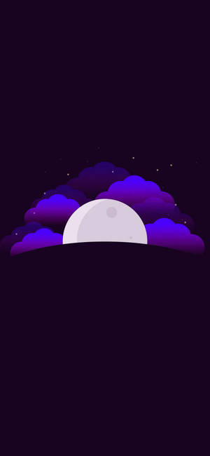 Ay Mor Bulutlar Minimalist Android — iPhone 14 Pro Duvar Kağıdı