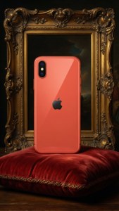 Barok tablo tarzında mercan rengi bir iPhone XR. — iPhone XR Duvar Kağıdı