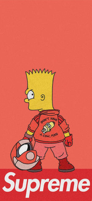 Bart Simpson Turuncu Supreme — iPhone 13 Pro Duvar Kağıdı