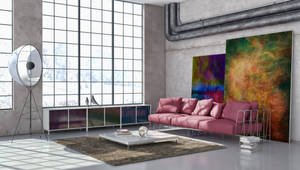 Beton kaplamalı oturma odası duvar kağıdı — Pro Display XDR Duvar Kağıdı