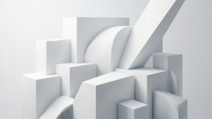 Beyaz geometrik formlardan oluşan, ince geçişlerle modern bir 3D soyut kompozisyon. — Beyaz estetik Duvar Kağıdı