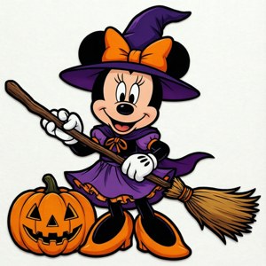 Minnie Fare, kesme SVG tarzında cadı olarak balkabağı ile.