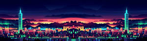 3840x1080 HD Çift Monitör Şehir Sanatı