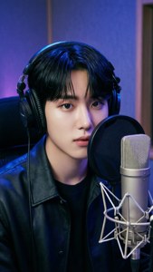 Changbin, atmosferik ışıklandırmayla kayıt kabininde