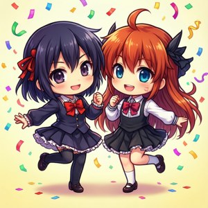 Chobits'ten Sumomo ve Kotoko'nun sevimli chibi duvar kağıdı.