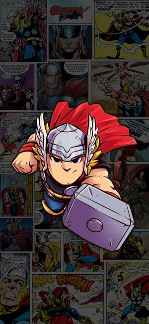 Chibi Thor çizgi roman duvar kağıdı — iPhone Air Duvar Kağıdı