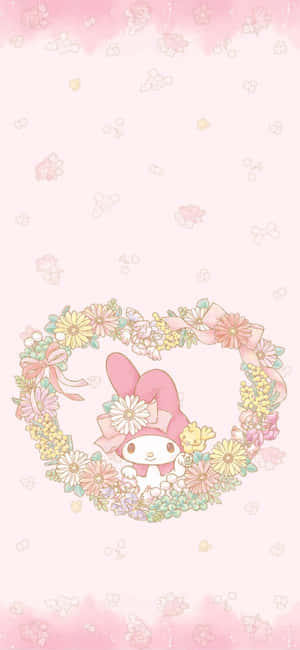 Çiçekli Kalp Çerçevesinde Şirin My Melody