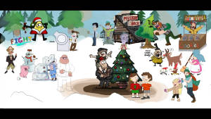 Çizgi Film Noel Kolajı duvar kağıdı