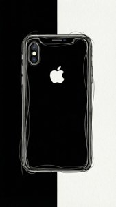 iPhone XR'ın minimalist çizgi çizimi, siyah beyaz, zarif sanat duvar kağıdı.