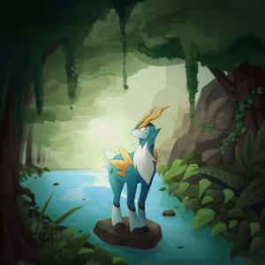 Cobalion Bir Taşın Üzerinde — Anime manzara GIF Duvar Kağıdı