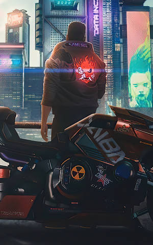 Cyberpunk'ta Ceketli Adam Android İçin — Galaxy Tab Duvar Kağıdı