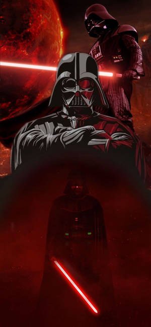 2D Star Wars Darth Vader karışık sanat eseri duvar kağıdı. — iPhone 14 Duvar Kağıdı