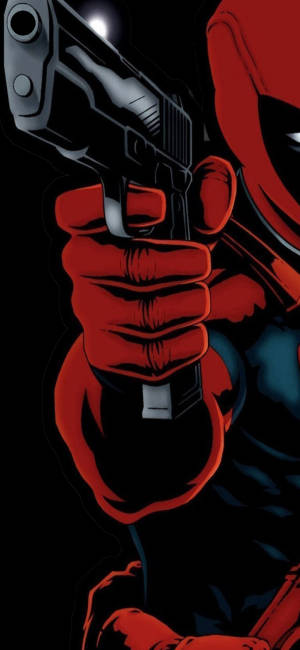 Deadpool Tabancayla Yumruk Deliği Tutuyor — Galaxy S22 Ultra Duvar Kağıdı