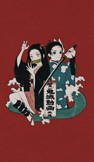 Demon Slayer Telefon Tanjiro ve Nezuko — Demon slayer telefon Duvar Kağıdı