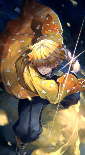 Demon Slayer Zenitsu Kılıcını Kullanıyor — Zenitsu demon slayer Duvar Kağıdı