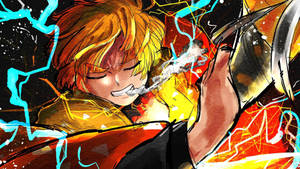Demon Slayer Zenitsu Dijital Sanat — Zenitsu demon slayer Duvar Kağıdı