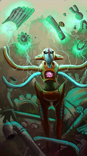 Deoxys ve Havada Süzülen Dişliler — Pokemon Telefon Duvar Kağıdı