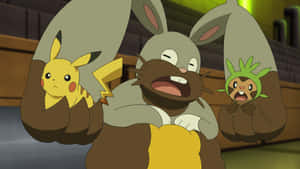 Diggersby, Pikachu ve Chespin ile — Pikachu Duvar Kağıdı
