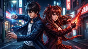 Yuji Itadori ve Megumi Fushiguro birlikte düşmanlarla yüzleşiyor — Jujutsu Kaisen Duvar Kağıdı