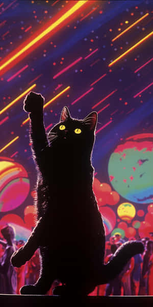 Disko Gecesi Ateşi Kedi — Dans eden kedi Duvar Kağıdı