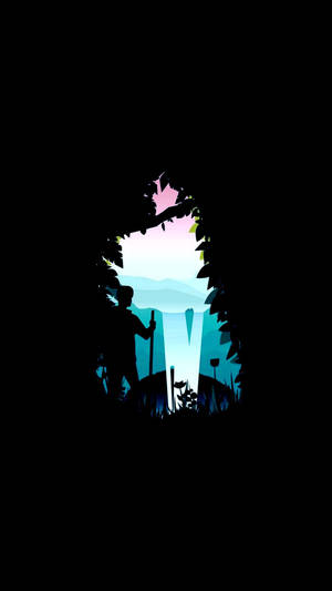 Doğanın güzel renkleri fonunda yürüyen bir adamın AMOLED duvar kağıdı.