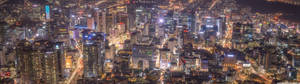Panoramik gece şehir manzarası duvar kağıdı. — 5120x1440 Duvar Kağıdı
