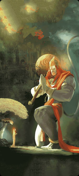 Dua Eden Hindu Tanrısı Hanuman Telefon — iPhone 16 Plus Duvar Kağıdı