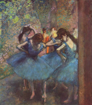 Edgar Degas Tarafından Çizilen Mavi Elbiseli Dansçılar duvar kağıdı — Nubia Fold Duvar Kağıdı