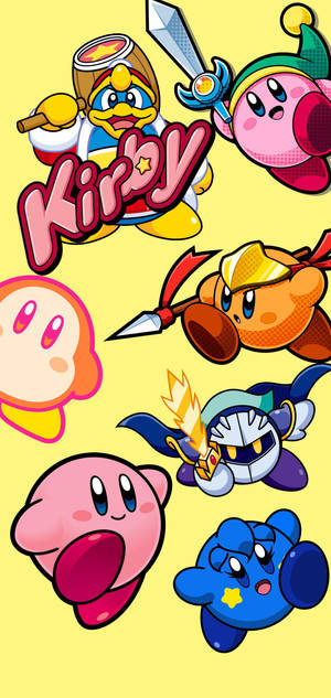 Kirby ve diğer karakterlerin harika HD duvar kağıdı — iPhone 13 Pro Max Duvar Kağıdı