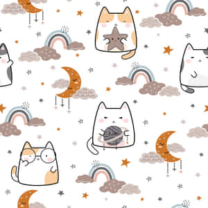 Sevimli Kedi Deseni — Estetik kedi Duvar Kağıdı