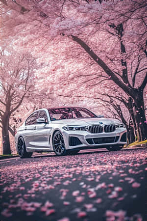BMW, kiraz çiçekleri, bahar, estetik, araba duvar kağıdı, çiçekli, huzurlu, sakin, doğa, lüks araba — BMW Duvar Kağıdı