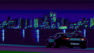 Estetik Retro 8bit Şehir Manzarası