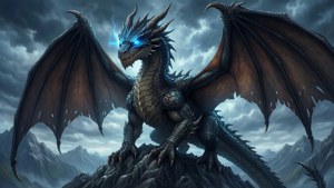 Dağda bir ejderhanın yer aldığı havalı anime duvar kağıdı.