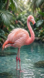 Tropikal suda pastel pembe flamingo — iPhone 7 Plus Duvar Kağıdı