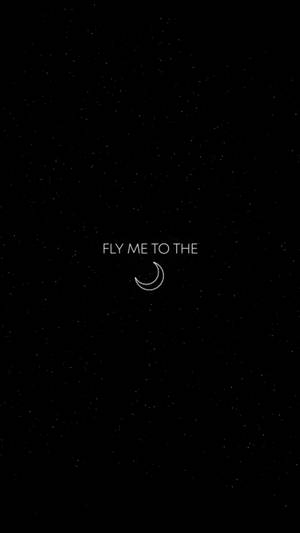 Fly To Moon Minimalist Siyah Telefon — Ay Duvar Kağıdı