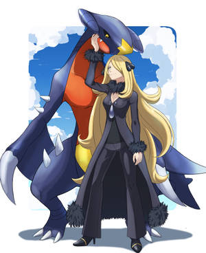 Garchomp ve Cynthia Hayran Sanatı duvar kağıdı — Galaxy Z Fold 5 Duvar Kağıdı