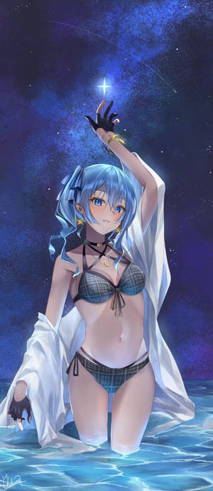 Geceleri Bikinili Anime Kızı — Galaxy Z Flip Duvar Kağıdı