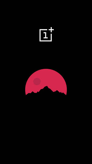 Siyah arka planda pembe ay ve OnePlus logosunun AMOLED duvar kağıdı.