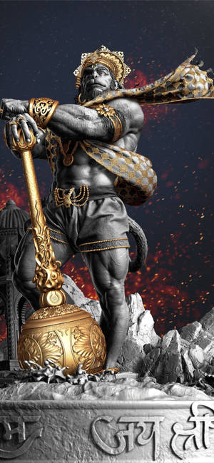Gerçekçi 3D Hanuman Sanatı — iPhone 14 Pro Max Duvar Kağıdı