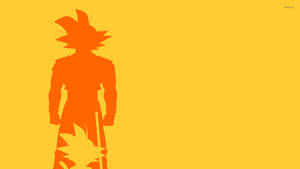 Dragon Ball Z süper broly San Goku ve Gohan'ın turuncu ve sarı minimalist bir arka planda gölgesi.