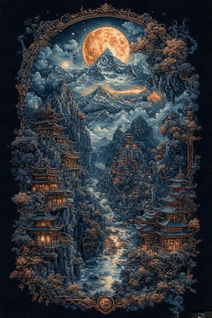 Tibet, gece manzarası, gotik, gerçeküstü, dijital sanat — iPhone 4 Duvar Kağıdı