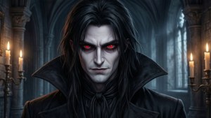 Gotik bir şatoda vampiri gösteren havalı anime duvar kağıdı. — Havalı anime GIF Duvar Kağıdı